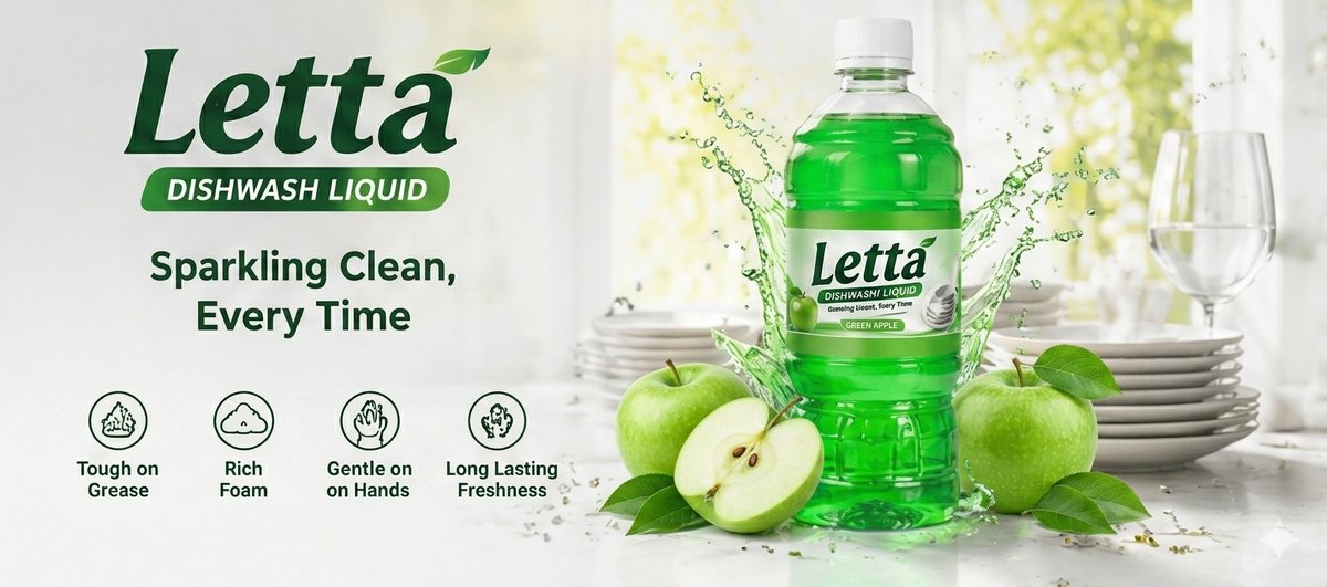 Letta Dishwash Liquid – Green Apple 1000ml - Image 2